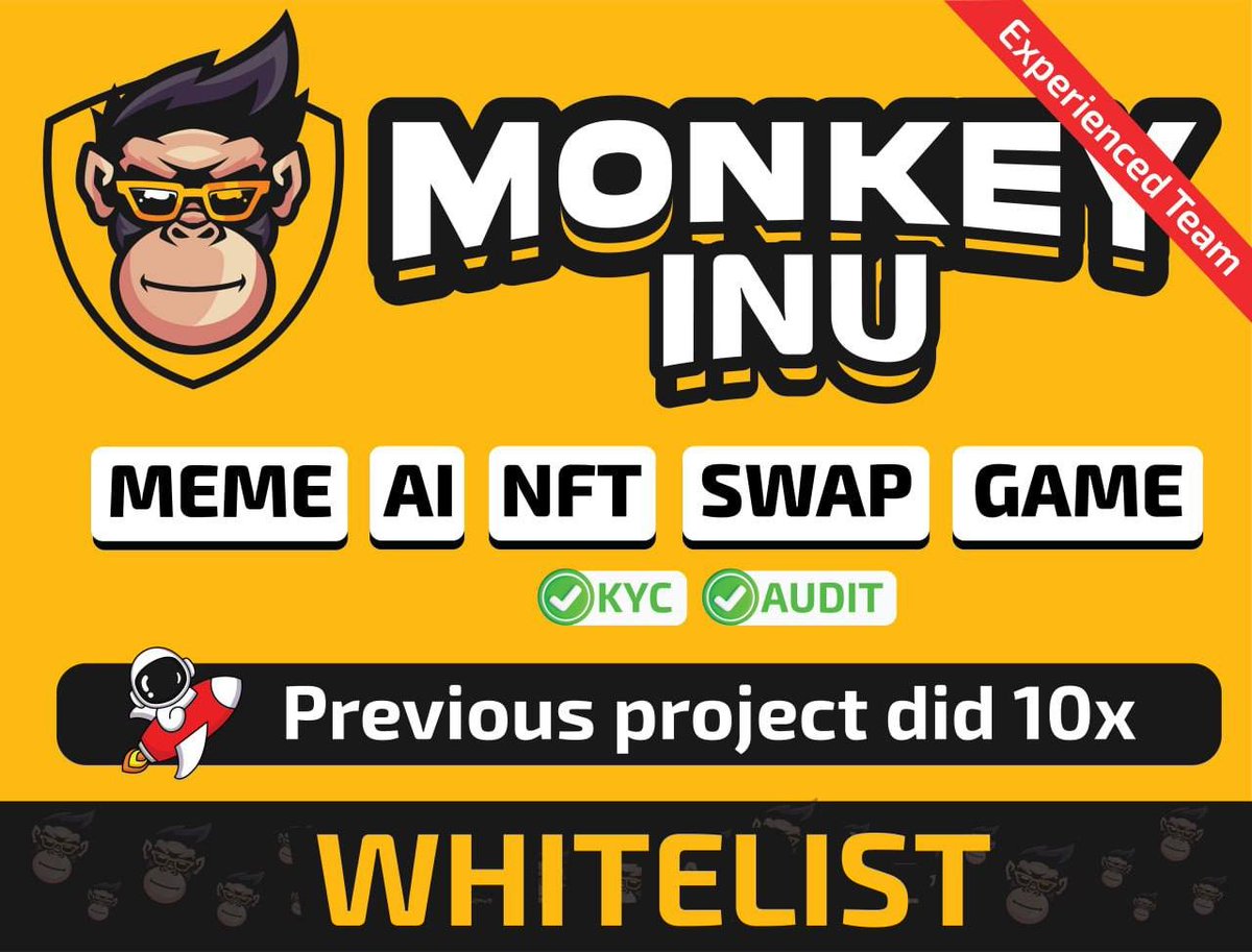 monkeyinucoin's tweet photo. 🐵MONKEY INU | WHITELIST

🚨Pre-sale will be held only on PinkSale with Whitelist

⏰Sale Start: 10.05.2023 - 12:00 (UTC)
⏰Sale End: 11.05.2023 - 12:00 (UTC)

Join us and together we will reach the moon🚀

https://t.co/zuPXKoH2xK https://t.co/AMs9x1jDt3