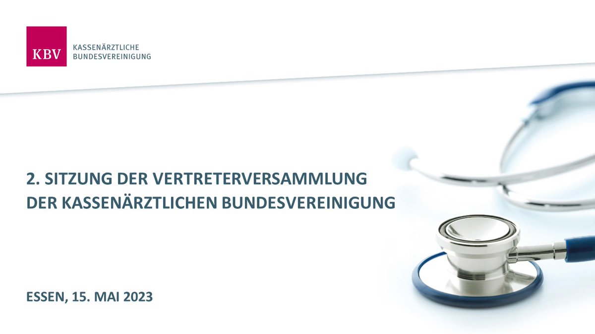 📢Save The Date: 15. Mai 2023 ab 10 Uhr
KBV-Vertreterversammlung live in Essen und via 📹Livestream hier: kbv.de/html/63451.php
Im Mittelpunkt stehen gesundheitspolitischen Reden und Analysen der KBV-Vorstände.
#KBVVV