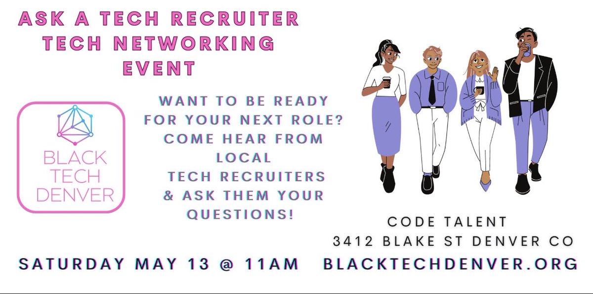 Denver! Join us THIS Saturday 11am @ <a href="/CodeTechTalent/">CodeTalent</a> 
RSVP here : eventbrite.com/e/ask-a-tech-r…