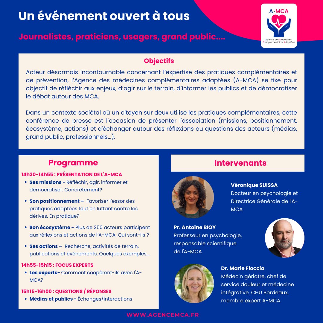 PARTICIPEZ à la #conferencedepresse de l’Agence-MCA le 2 juin 2023. Pour (re)découvrir l'#AMCA et comprendre ses missions, son positionnement, son écosystème et ses actions. 🚨 Inscription obligatoire avant le 29 mai 2023 ! 👉 S'inscrire en distanciel: bit.ly/41cGmU4