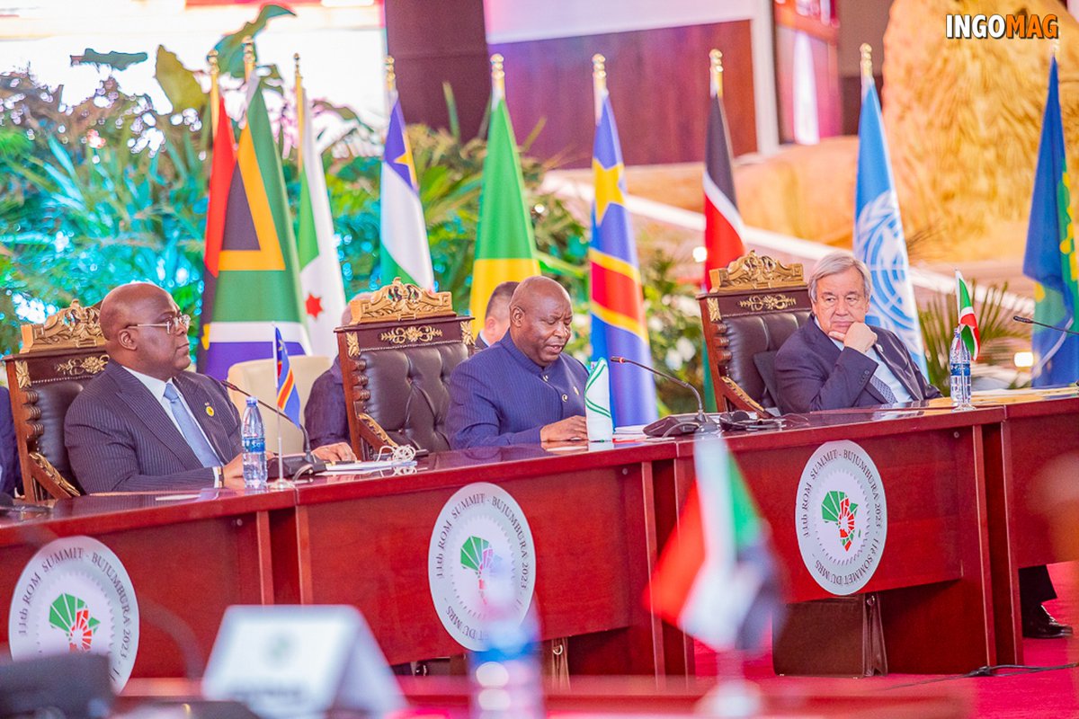 IngoMagazine's tweet photo. #11thROMSummit: Dans son discours, le Président de la République du Burundi, SE Evariste Ndayishimiye a salué les grandes réalisations de SE @fatshi13, Président sortant du sommet des chefs d' Etats et des Gouvernements du Mécanisme Régional de suivi de l'accord-cadre d'Addis-Abeba pour la paix, la sécurité et la coopération pour la #RDC et la région et l'a encore félicité pour les efforts et les progrès remarquables du Gouvernement congolais tant sur le plan socio-économique que sécuritaire notamment dans la quête de la pacification et la stabilisation de l'Est de la RDC
#Burundi
#ROM
#ingomag