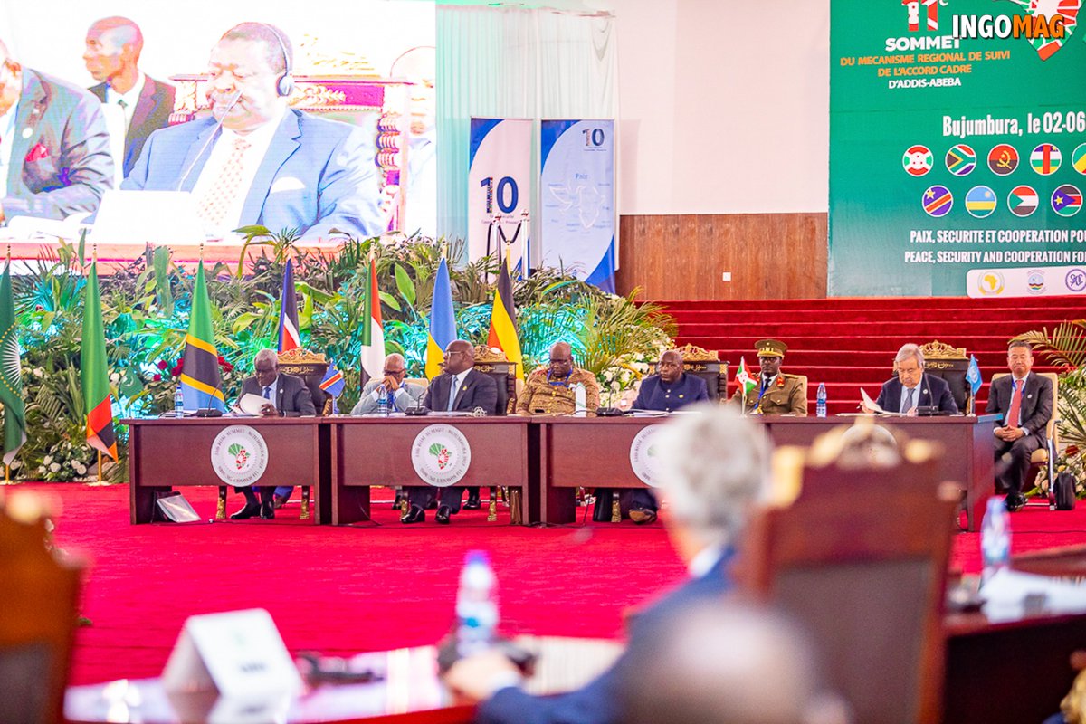 IngoMagazine's tweet photo. #11thROMSummit: Dans son discours, le Président de la République du Burundi, SE Evariste Ndayishimiye a salué les grandes réalisations de SE @fatshi13, Président sortant du sommet des chefs d' Etats et des Gouvernements du Mécanisme Régional de suivi de l'accord-cadre d'Addis-Abeba pour la paix, la sécurité et la coopération pour la #RDC et la région et l'a encore félicité pour les efforts et les progrès remarquables du Gouvernement congolais tant sur le plan socio-économique que sécuritaire notamment dans la quête de la pacification et la stabilisation de l'Est de la RDC
#Burundi
#ROM
#ingomag
