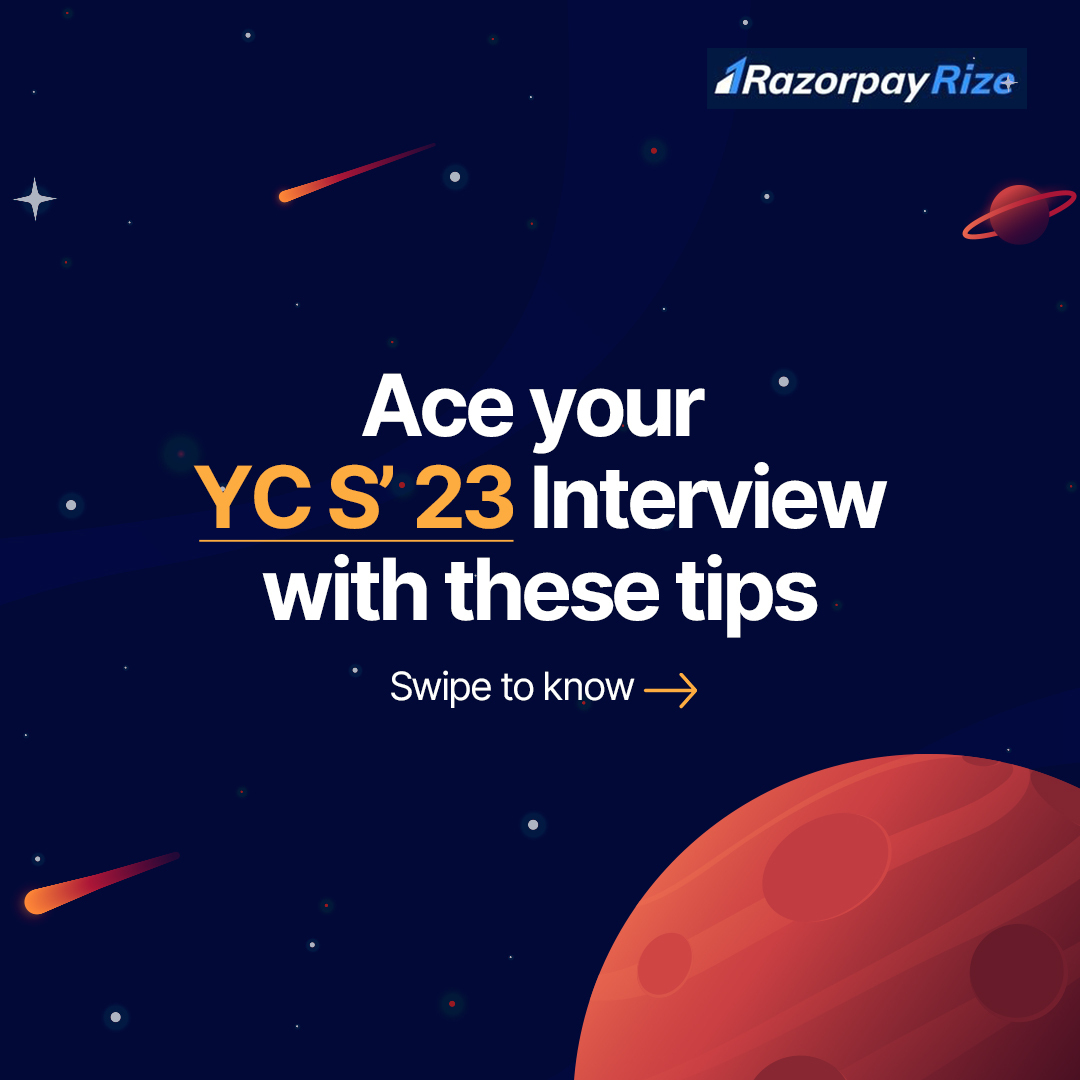 Razorpay's tweet photo. Prepping for YC S’23 interviews? Learn from the best and give your best! 🚀

Register for the Mock Interviews with Razorpay Rize: https://t.co/JGf9sRYOTm

#RazorpayRizeForYC https://t.co/oHVWOBCO7p