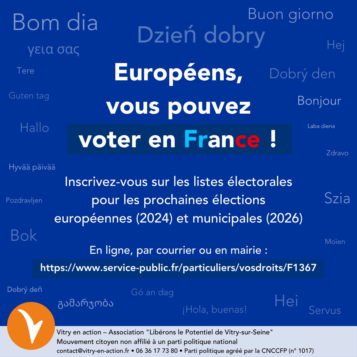 VitryEnAction's tweet photo. Oui, les Européens peuvent voter en France !
Pour s'inscrire 👉 https://t.co/AmAkyvActn
#JournéeDeLEurope #EuropeDay #EuropeDay2023 #9mai #9mai2023 https://t.co/7hpQjpkEQW
