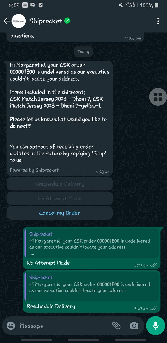 MargaretRebeka's tweet photo. @ShiprocketCare I have provided alternate mobile number to contact as well . The delivery agent has not contacted at all https://t.co/nqZTOMvD7F