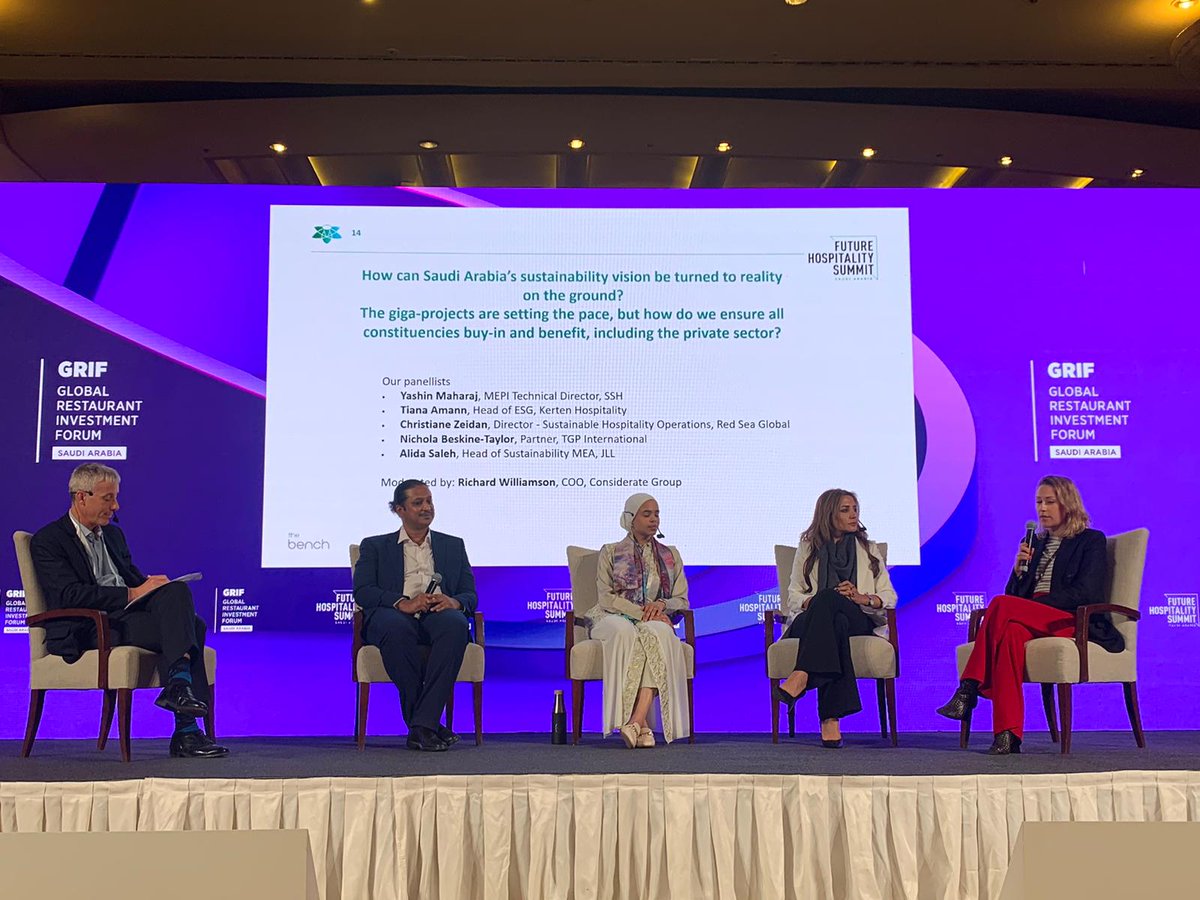 TGPIntl's tweet image. Our very own Nichola Beskine Taylor joined the panel yesterday to discuss how Saudi Arabia can turn their sustainability vision into a reality. Her valuable insights shed light on the practical steps required to achieve sustainability goals on the ground. 

#FHS2023 #SaudiArabia