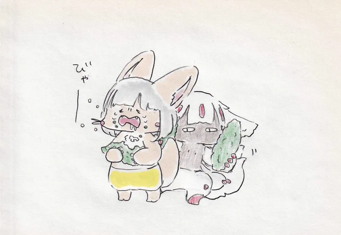 ゴーヤを与えられたナナチちゃん。 #イラスト #メイドインアビス
