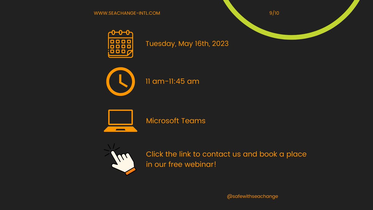 Register for our FREE Safety Check &amp; Inspection Webinar!

🗓️ Tues May 16th
⏰ 11 am-11:45 am

Contact us to book your place: ➡️bit.ly/BookSafetyWebi…

#freewebinar #checkandinspection #safetycompliance  #workplacesafety #safewithseachange