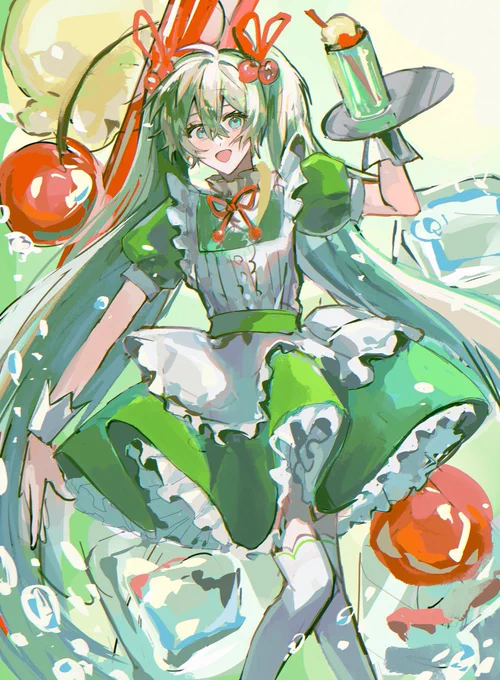メロンソーダミク  #初音ミク #イラスト