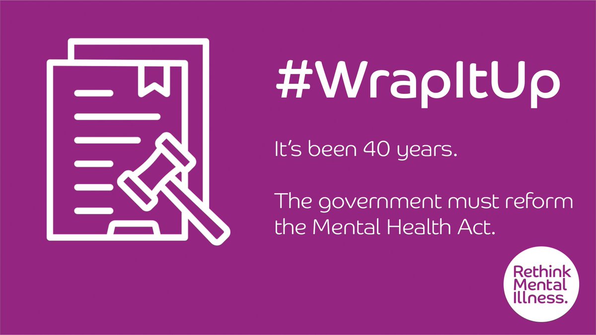Rethink Mental Illness (@rethink_) on Twitter photo 🚨 The Mental Health Act becomes 40 years old today.
It’s so close to being reformed BUT we need your help with one final push!
Tweet the Health Secretary, <a href="/SteveBarclay/">Steve Barclay</a>, today and ask him to #WrapItUp before the next general election 👉 bit.ly/3nxInMT 🚨 The Mental Health Act becomes 40 years old today.
It’s so close to being reformed BUT we need your help with one final push!
Tweet the Health Secretary, <a href="/SteveBarclay/">Steve Barclay</a>, today and ask him to #WrapItUp before the next general election 👉 bit.ly/3nxInMT