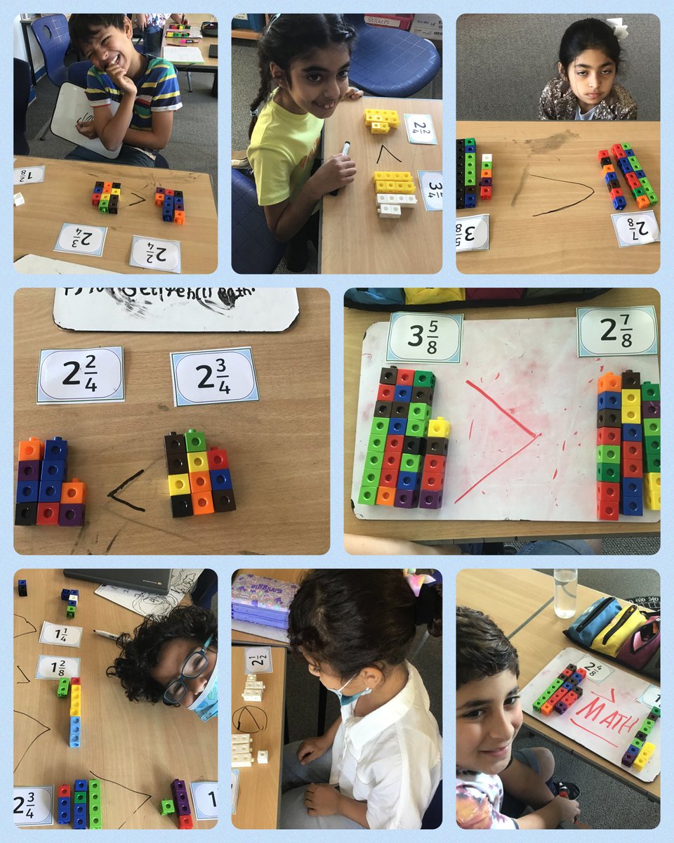 BSAKprimMaths's tweet photo. @BSAKyear4 using concrete resources to compare mixed number fractions. @BSAKprimMaths #BSAKlearning @TwinklMidEast https://t.co/QrAVVUOX9t
