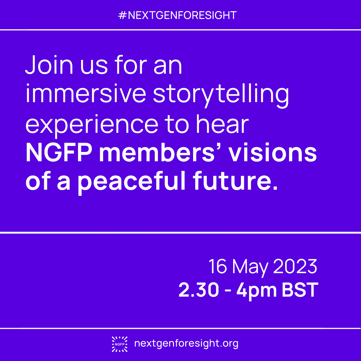 nxtgenforesight's tweet photo. Celebrate @UN International Day of Living Together in Peace & join us for an immersive storytelling experience as we hear from 11 #nextgenforesight members who have crafted visionary stories of what a peaceful future could look like: https://t.co/8Td6PpITuE
#NGFP2023 https://t.co/9k9KK4yr0k