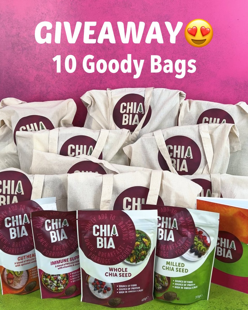 GIVEAWAY🚨❗️We have 10 GOODIE BAGS to #giveaway🌟😍⁣

To enter simply: ⁣
1. Follow <a href="/chiabiaseed/">Chia Bia</a>
2. Comment (unlimited entries) ⁣
3. Retweet
⁣
Competition ends May 31st, open to UK &amp; Ireland entrants only. You will ONLY be contacted by the official <a href="/chiabiaseed/">Chia Bia</a>