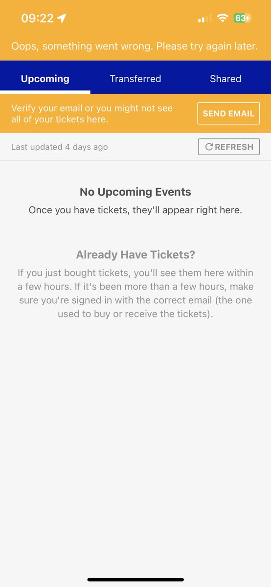 Jo_Rule_'s tweet photo. @TheO2 been trying to get my tickets for Fridays Micky Flanagan on the app for nearly a week, all I get is “try again later” 
Please assist, thanks https://t.co/rhY6ZQxoRC