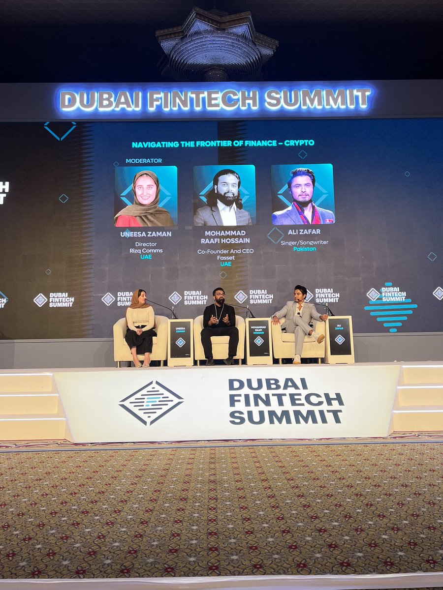 Live in #Dubai <a href="/AliZafarsays/">Ali Zafar</a> speaking on the power of #crypto for emerging markets and his exchange with <a href="/elonmusk/">Elon Musk</a> on ensuring that creators can become asset owners. <a href="/DubaiFinTechSum/">Dubai FinTech Summit</a> <a href="/DIFC/">DIFC</a>