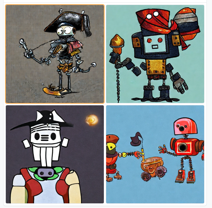 huhn511's tweet photo. Beep, boop, aaaaarrr! 🤖🏴‍☠️

Created with Stable Diffusion Playground
https://t.co/rt0L52ElSX

#Shimmer #quest2conquer @iotabots https://t.co/JxmzcVuKOy