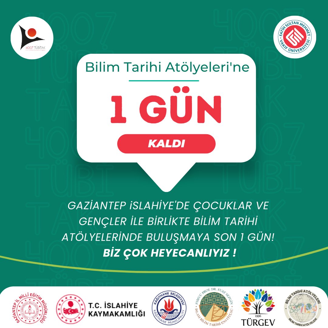 4007bilimtarihi's tweet photo. Bilim Tarihi Atölyeleri’nde buluşmaya son 1 gün👀🤩 @nihalfiratoz @islahiyekymkmlk @Gaziantep_MEM #bilimheryerde https://t.co/vEpCO9tLgi