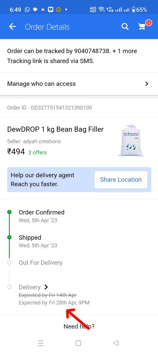 BhuyanDeepak70's tweet photo. @Flipkart Order ID - OD327751541321390100
Will it be delivered?? Why Flipkart is silent on this order. It is 34th day since it ordered, how long it'll take to be delivered. False information on site "customer is unreachable " &amp; talking to the customer shouldn't be your ethics. https://t.co/tAn71kv1xb