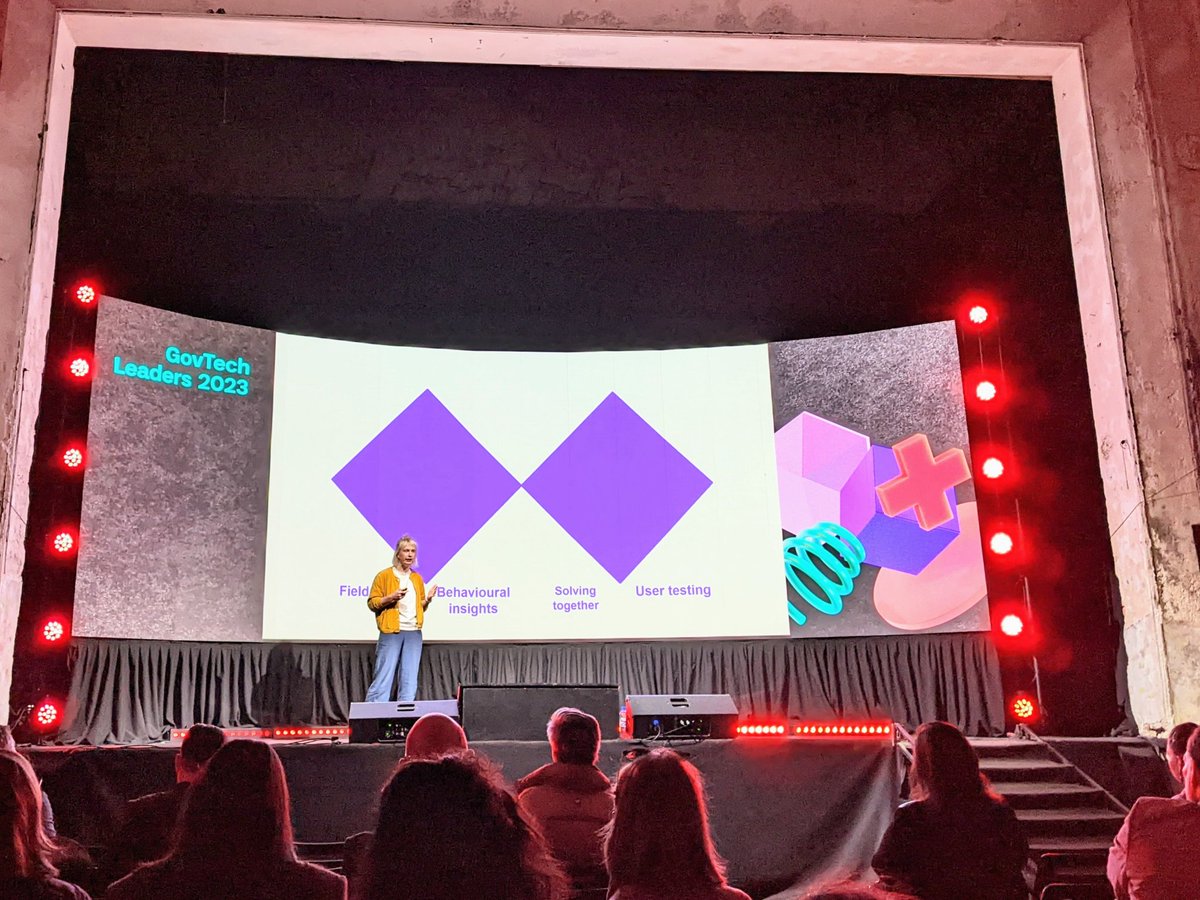 Great to hear real-world examples of how behavioural insights, experimentation &amp; design principles can be used to co-create government services that put citizens first. Inspiring keynote from Ave Habakuk, Project Manager Public Sector Innovation Team of  🇪🇪. #GovTechLeaders2023