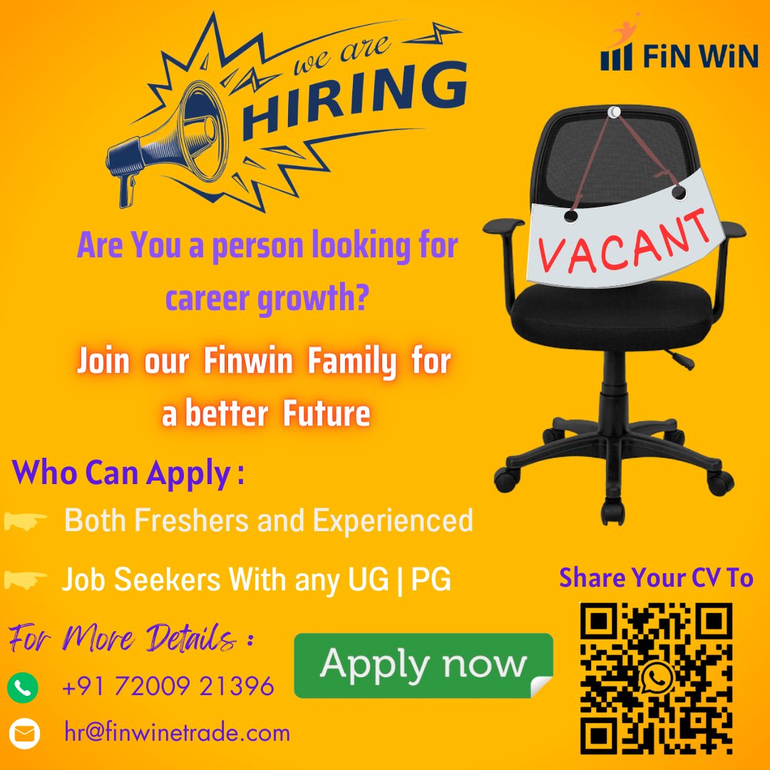 Finwinetrade's tweet photo. Join our Finwin family for a better future.
Share your resume and Fix Up the interview to get your dream job.
For more details :
+91 72009 21396 or
mail us : hr@finwinetrade.com

#job #jobsearch #jobvaccancy #jobs #chennaijobs #chennaijobs2023  #telecallerjobs #JOBLIFE https://t.co/Z0yvLoxUjB