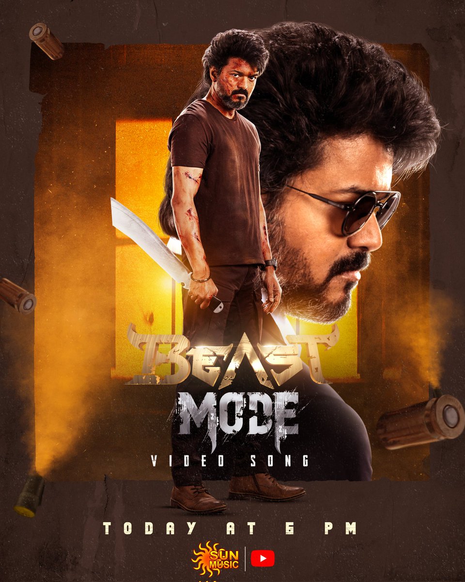 INBAEVERTON67's tweet photo. BEAST MODE VIDEO SONG - Today at 6 PM only on #SunMusic YouTube Channel 🔥
#ThalapathyVijay #Beast #Nelson #Anirudh #BeastMode #BeastModeSong #BeastModeVideoSong https://t.co/J6ykm0qAiO