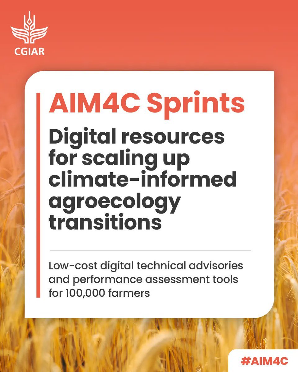 📳 This Innovation Sprint led by CGIAR is working on digital solutions for smallholder farmers for scaling up climate-informed agroecological practices.   
   
Learn more about #AIM4C Sprints:  on.cgiar.org/41roRAp    
   
#OneCGIAR <a href="/irri/">IRRI 🌾</a> <a href="/BiovIntCIAT_eng/">Alliance of Bioversity International and CIAT</a>