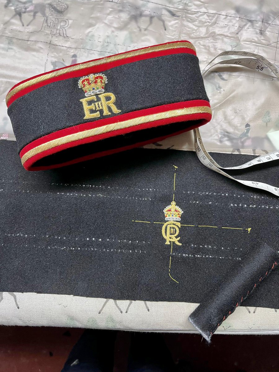HawthorneHeaney's tweet photo. Thea making of the CiiiR Cypher arm bands for King Charles' Coronation #coronationembroidery #traditionalgoldwork #behindthescenes #handmade #embroideredarmband #traditionalembroidery #coronation2023 #coronationweekend https://t.co/kv2csYxu5A