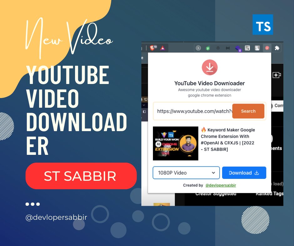 devlopersabbir's tweet photo. 🔥How we can create our OWN #youtube video downloader #google #chrome extension. Using #vite #typescript.
- This video will be coming soon. 🚀
Wait for this miracle😎
https://t.co/syo0qHgyx6
.
.
.
.
.
.
#vite #javascript #nodejs #express #extension #typescript #google #chrome https://t.co/IbxQaLWit6