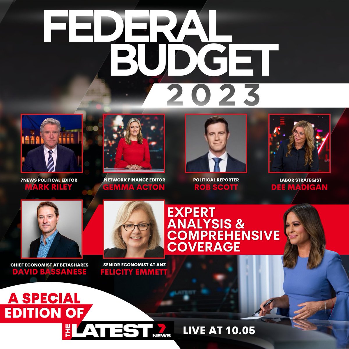 Tonight - A Special Edition of The Latest, as we break down the Budget. 

Analysis and comprehensive coverage from our team of experts.

Plus, <a href="/Riley7News/">Mark Riley</a> is one-on-one with the Treasurer.

Join us LIVE at 10.05 on <a href="/channel7/">Channel 7</a> and <a href="/7plus/">7plus</a>

#TheLatest #7NEWS
