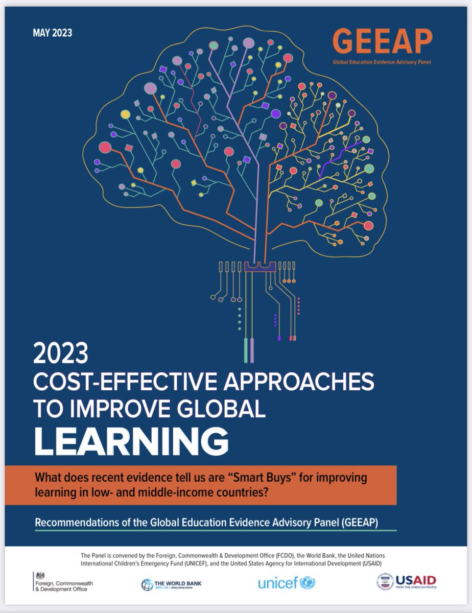 WBG_Education's tweet photo. 🔴 LIVE at #EWF2023!

📙NEW REPORT | Today the @GEEAP_ launch their new report on cost-effective approaches to improve global learning! Using recent evidence, the #GEEAP share “Smart Buys” to improve
learning in low-and middle-income countries. 

Read now: https://t.co/l1gnTAdslg https://t.co/eT1MxaZaNN