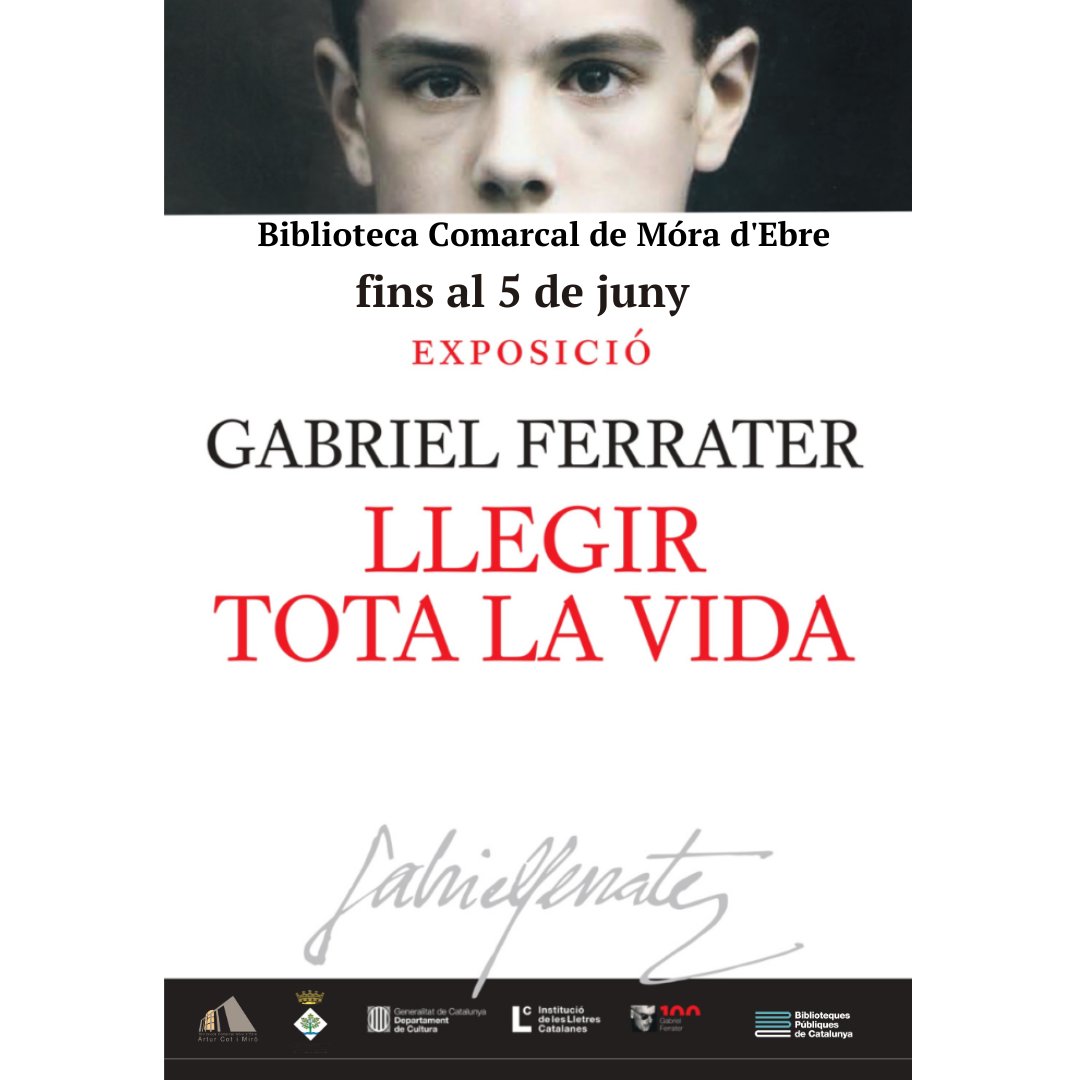 [EXPOSICIÓ LITERÀRIA]
📌"Gabriel Ferrater: llegir tota la vida"
Exposició produïda en motiu de <a href="/AnyFerrater/">AnyFerrater</a> per <a href="/lletres/">Lletres catalanes</a>, amb la col•laboració del Servei de <a href="/bibliotequescat/">Biblioteques</a> 
📆 fins 5/juny/2023
 🏦<a href="/bibliomora/">Biblioteca Comarcal de Móra d'Ebre Artur Cot Miró</a> (Pl. La Llanterna, 4)

<a href="/CentralEbre/">Central De Biblioteques de les Terres de L'Ebre</a> , <a href="/Ajmoradebre/">Móra d'Ebre</a> , <a href="/firalitterarum/">Litterarum Móra d’Ebre</a>