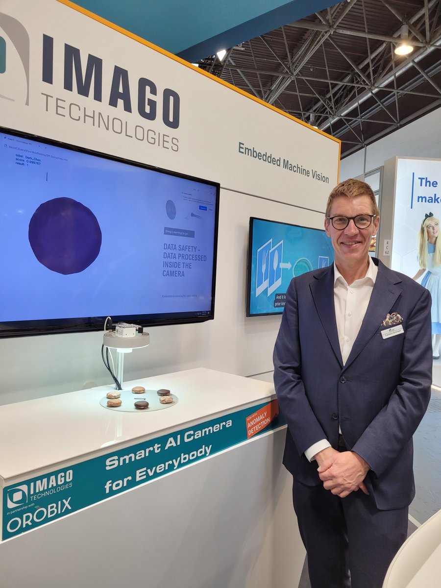 IMAGO_TechGmbH's tweet photo. Visit us at #interpack in Düsseldorf to see our smart AI camera, Vision Cam AI, in action! Our experts will demo how it optimizes processes, reduces waste, and avoids errors in production. Don't miss out! Join us in hall 4, C54. #machinevision #AI #Industry40 https://t.co/I60683VNUD