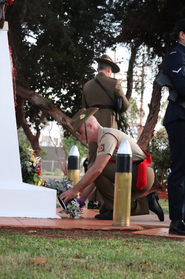 PilbaraRegiment's tweet photo. The Pilbara Regiment’s 1 Squadron commemorated ANZAC Day 2023 by supporting community in services held across the Pilbara; in Karratha, Roebourne, Port Hedland, Tom Price and Newman.

#MintuWanta #AlwaysAlert #AlwaysOn https://t.co/ENKg5A7IdX