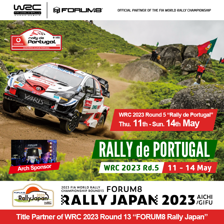 FORUM8_World's tweet photo. 🇵🇹The #WRC Round 5 Vodafone Rally de Portugal 2023 scheduled from May 11th to 14th is approaching❗️ The stages are expected to be as exciting as last year's dramatic win by 2.1 seconds❗️ Shakedown starts on the 11th at 9am (UTC+1).
#forum8 #WRCplus #RallydePortugal #WRCLive https://t.co/MImNmG4WFt