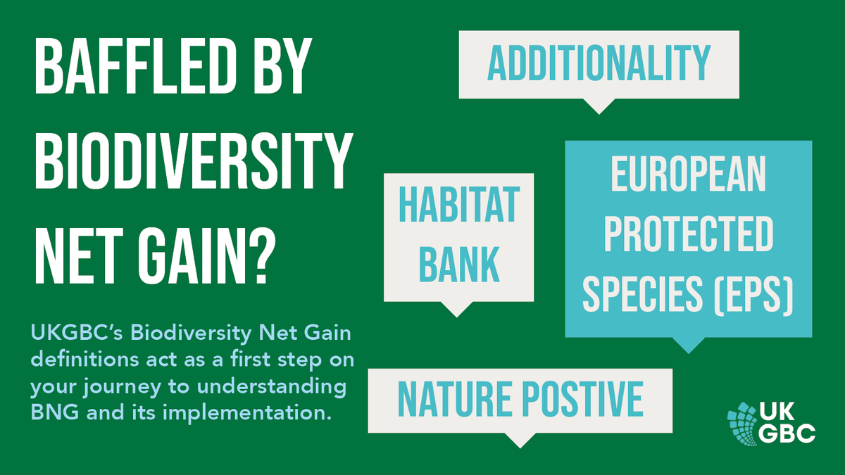What to know more about Biodiversity Net Gain but don’t know where to start? 💭

UKGBC’s BNG definitions, launched last week, offer the first step for those wanting to learn more ahead of the November legislation.

🖱 Discover: ukgbc.org/news/bng-facts…