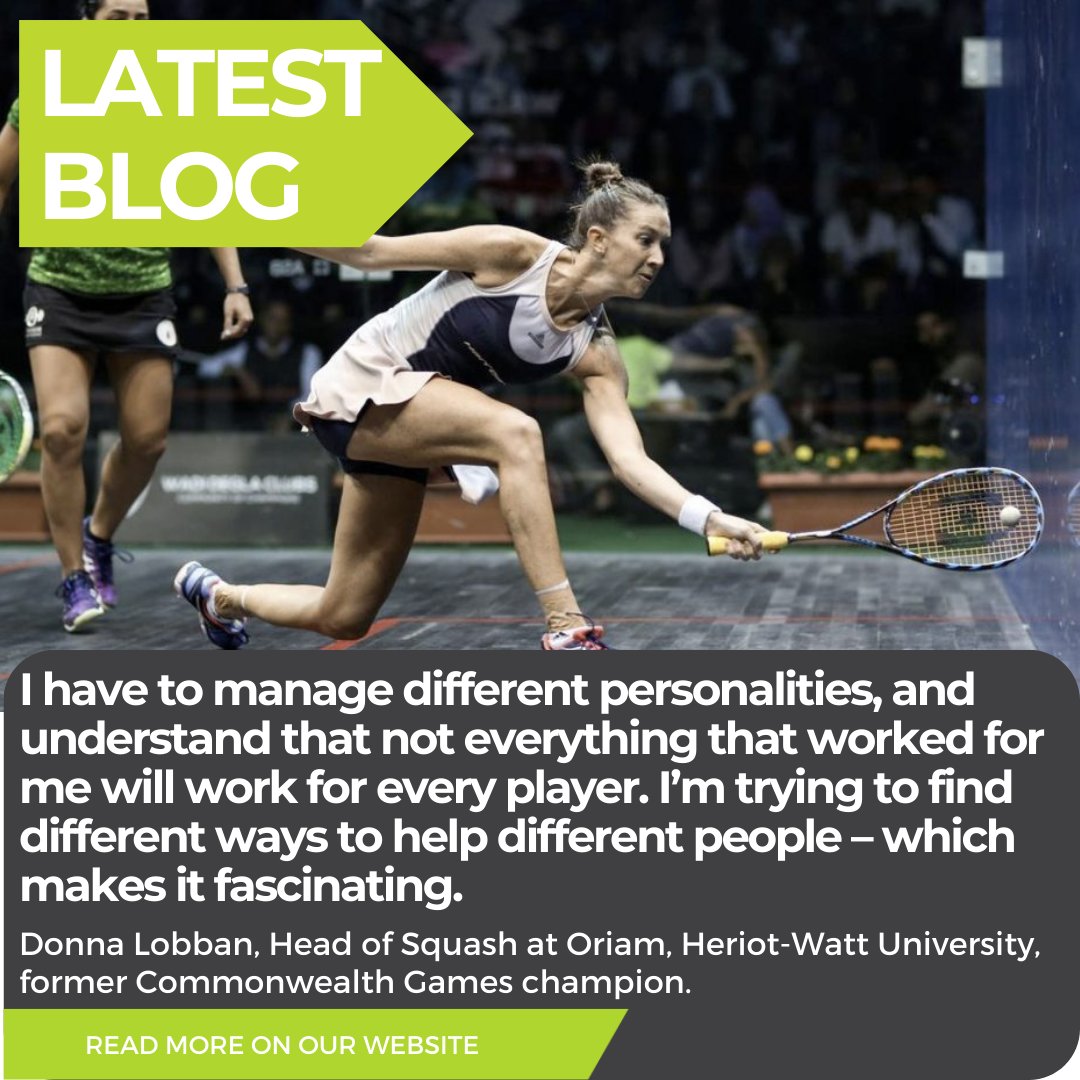 LAPS (@lapscareers) on Twitter photo Lots of athletes move from competing to coaching. But it's not always a simple transition.
<a href="/Donnasquash/">Donna Lobban (Urquhart)</a> has made the step and is now learning her trade at <a href="/Oriamscotland/">Oriam Scotland</a>, part of <a href="/HeriotWattUni/">Heriot-Watt University</a>.
How squash gave me a career and a husband: bit.ly/3B7cEoV Lots of athletes move from competing to coaching. But it's not always a simple transition.
<a href="/Donnasquash/">Donna Lobban (Urquhart)</a> has made the step and is now learning her trade at <a href="/Oriamscotland/">Oriam Scotland</a>, part of <a href="/HeriotWattUni/">Heriot-Watt University</a>.
How squash gave me a career and a husband: bit.ly/3B7cEoV