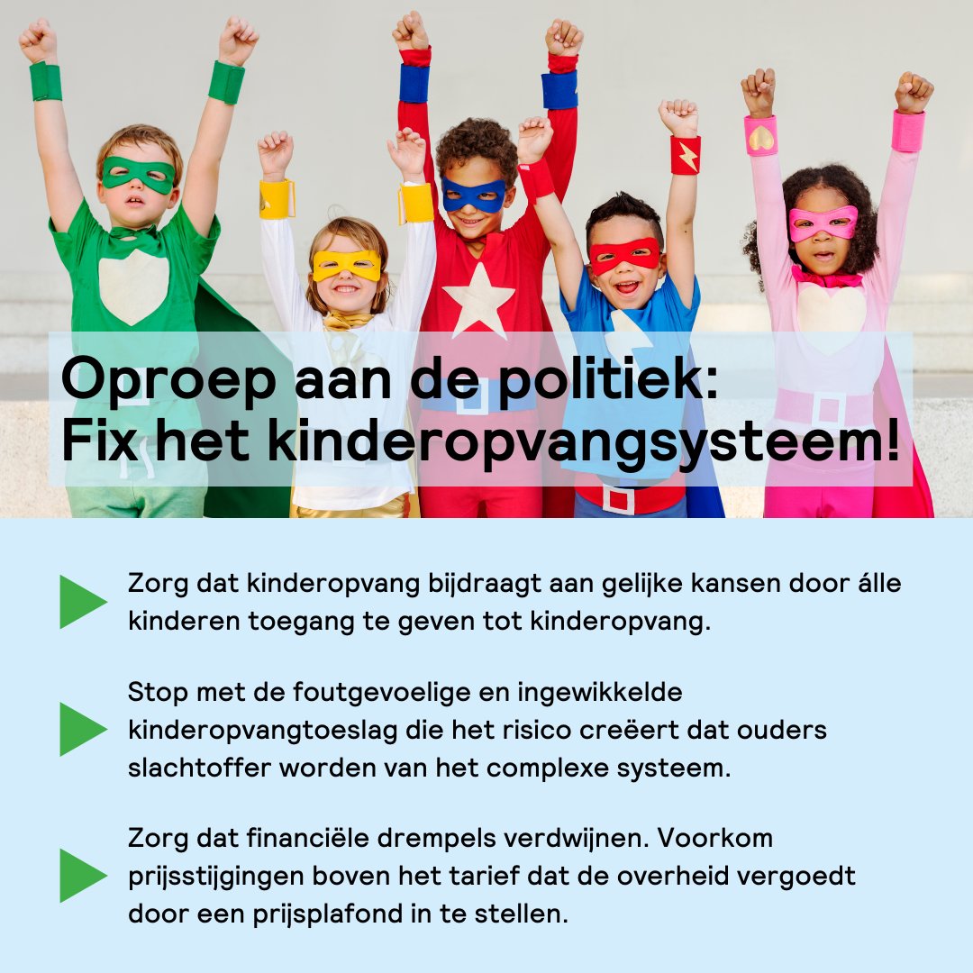 Wij doen een oproep aan de politiek: Fix het kinderopvangsysteem! De hervorming is uitgesteld naar 2027, maar dat is geen reden om nu stil te zitten.
Het manifest kun je lezen via: womeninc.nl/wp-content/upl… #Kinderopvang