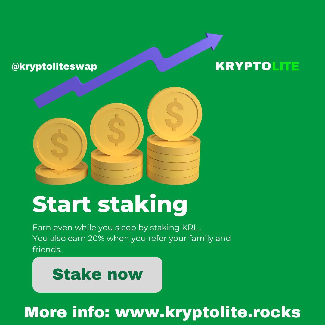 Did you know that #CryptoStaking allows you to earn a #passiveincome  from your #cryptocurrency holdings, just by holding them in a staking wallet or delegating them to a staking pool? With <a href="/KryptoliteSwap/">The KRYPTOLITE Universe ($KRL) - # Hiring</a>, earning rewards has never been easier! 🌱💰 #StakeWithKryptolite #Crypto