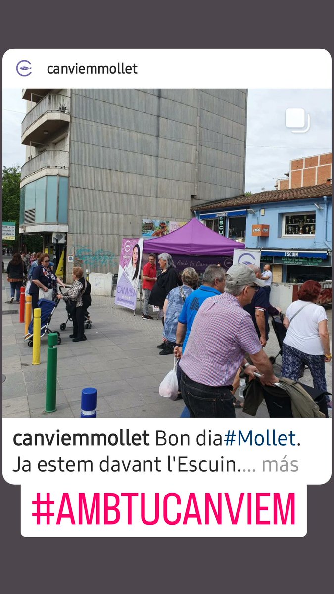 Ja estem davant l'Escuin. Segueix la carpa lila. #AmbTuCanviem #TornaLaIlusióAMollet #Mollet