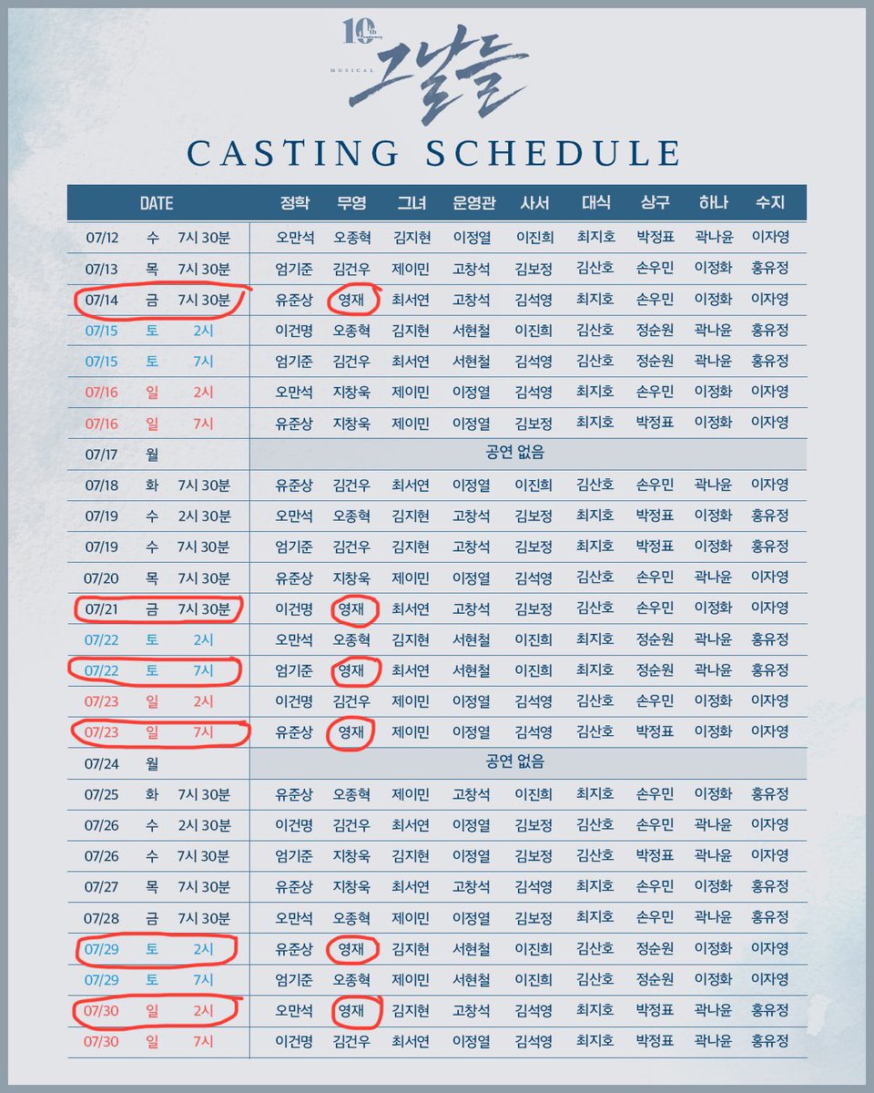 Nannymistra's tweet photo. ตารางรอบแสดงละครเวที “ THE DAYS” 
ยองแจจะแสดงทั้งหมด 6 รอบตามนี้เลยค่า

• 14 ก.ค. รอบ 19.30 น.
• 21 ก.ค. รอบ 19.30 น.
• 22 ก.ค. รอบ 19.00 น.
• 23 ก.ค. รอบ 19.00 น.
• 29 ก.ค. รอบ 14.00 น.
• 30 ก.ค. รอบ 14.00 น. https://t.co/VBLyuAApS4