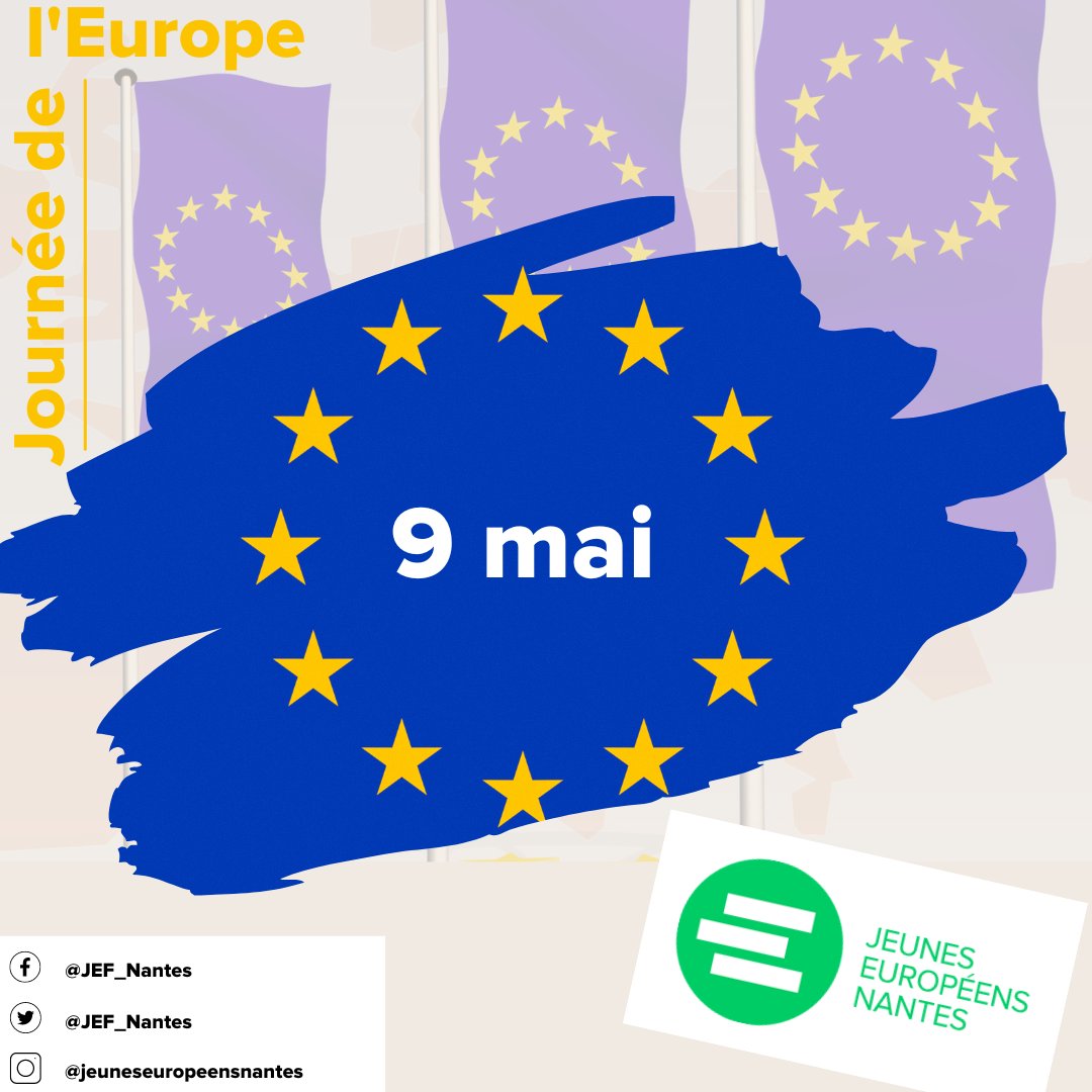 #9mai #europe

9 mai 📅 = Journée de l'Europe 💙💙💛= "Déclaration Schuman" 👉 Aujourd'hui, on fête l'Europe 🥳 🇪🇺

<a href="/JeunesEuropeens/">Les Jeunes Européens - France</a> <a href="/JEF_Europe/">Young European Federalists</a>