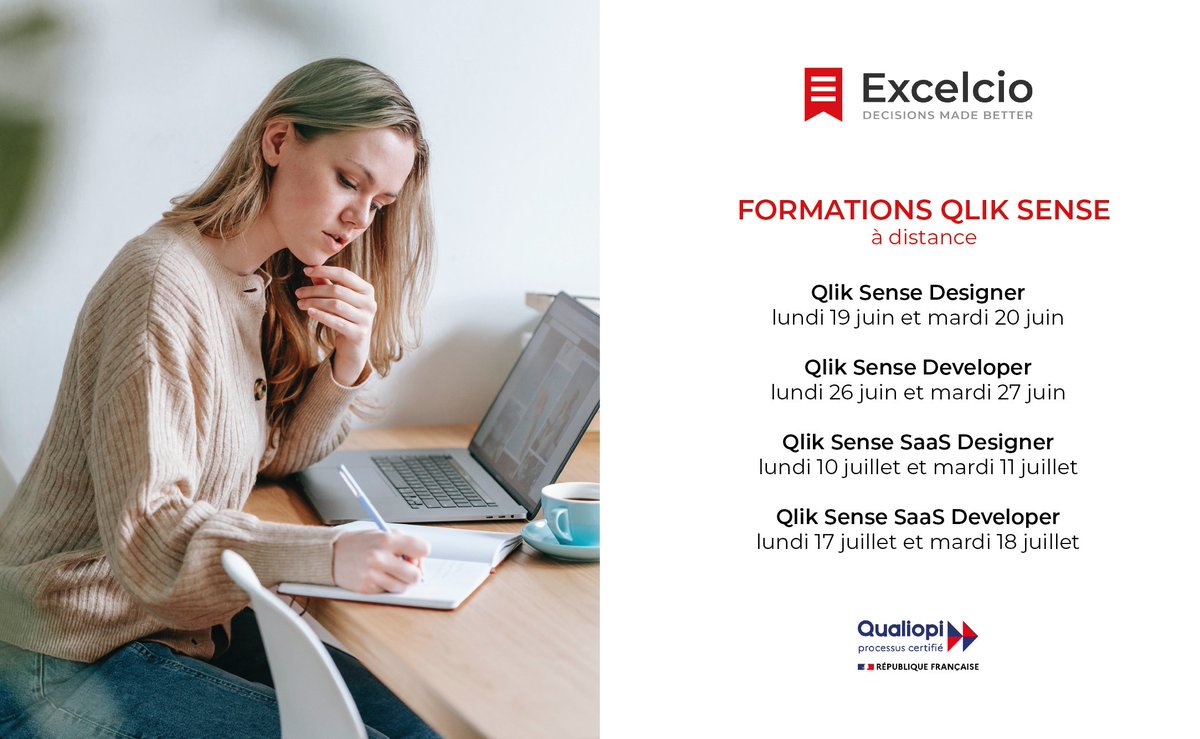 Vous souhaitez monter en compétence sur la solution #QlikSense ?
Excelcio organise des #formations intra-entreprises en juin et en juillet.
Pour plus d'infos, n'hésitez pas à nous envoyer un mail à contact@excelcio.com
#Qualiopi #formationprofessionnelle