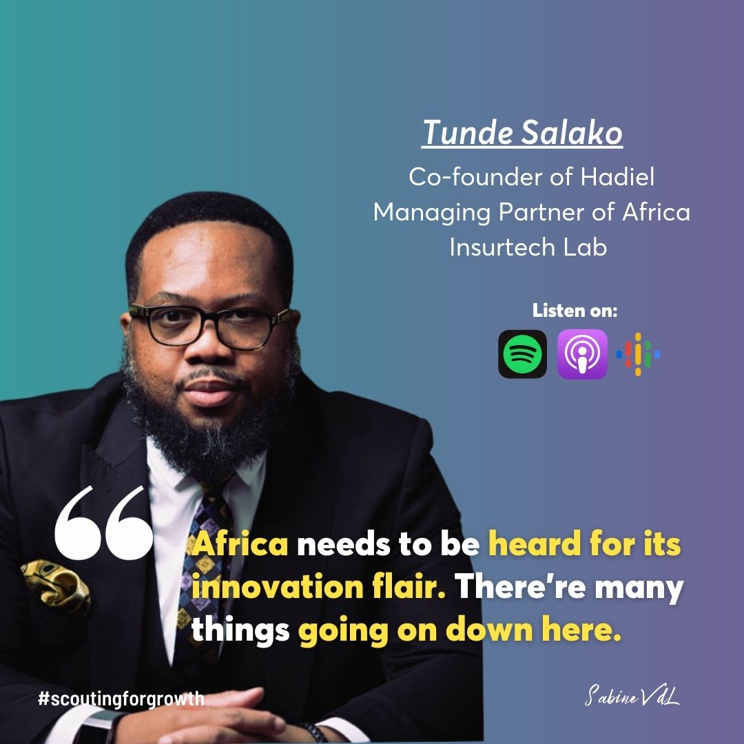 SabineVdL's tweet photo. Tunde Salako, co-founder of #HealthTech startup #Hadiel & managing partner of Africa #InsurTech Lab, shares his perspective on the future of insurance in #Africa on #ScoutingforGrowth. 🤝
🔗 Spotify > https://t.co/2PuaCkCcCJ
🔗 Apple Podcast > https://t.co/LSPXtTla7K https://t.co/jEdPd3JHpP