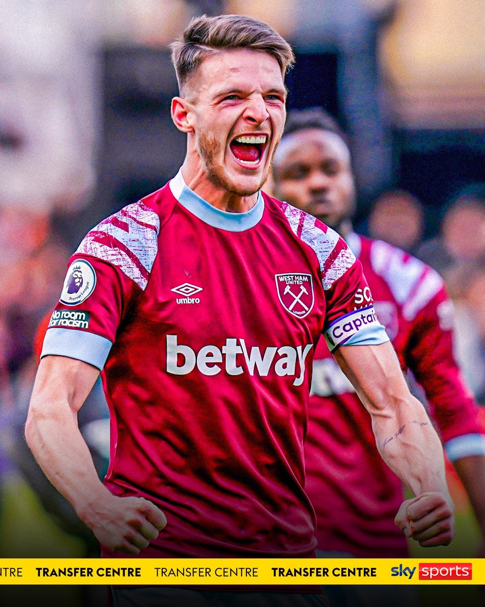 SkySportsPL's tweet photo. West Ham will allow Declan Rice to leave this summer if they receive an offer worth £120 million from a Champions League club 💰 https://t.co/kogK9e57ZU