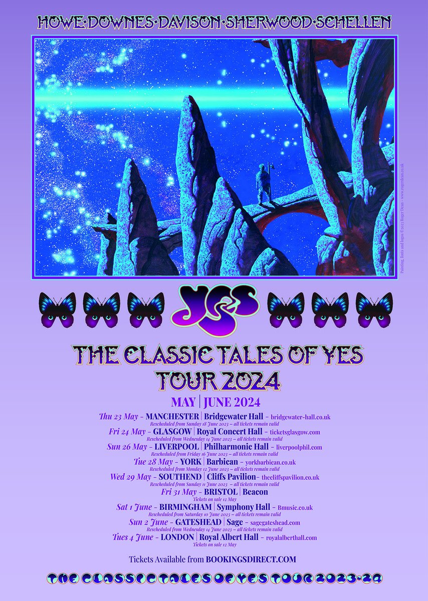 yesofficial's tweet photo. THE CLASSIC TALES OF YES TOUR 2024

Find Tickets now at https://t.co/2wm7QU6JtJ

YES announce UK dates for the Classic Tales of YES Tour 2024. The 9 UK dates include a visit to London’s Royal Albert Hall and the Bristol Beacon together with 7 dates rescheduled from the cancelled 2023 tour, for which all tickets remain valid.