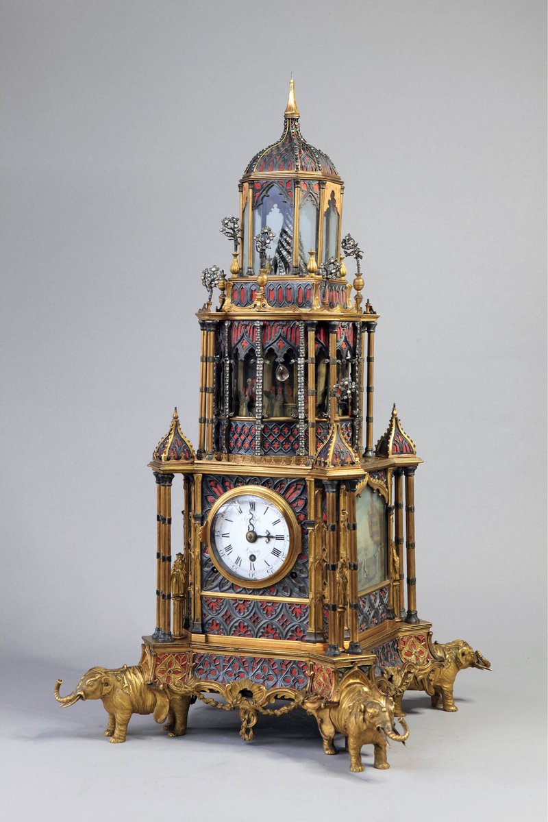 Belt_and_Road_'s tweet image. 1) The clock tower shown here is a gilt #towerclock made in 18th century England. The front of the clock has a round dial that doubles as a music box, with Roman numerals on the hour circle and Arabic numerals on the minute circle. (Photo Source: Shenyang Palace Museum)