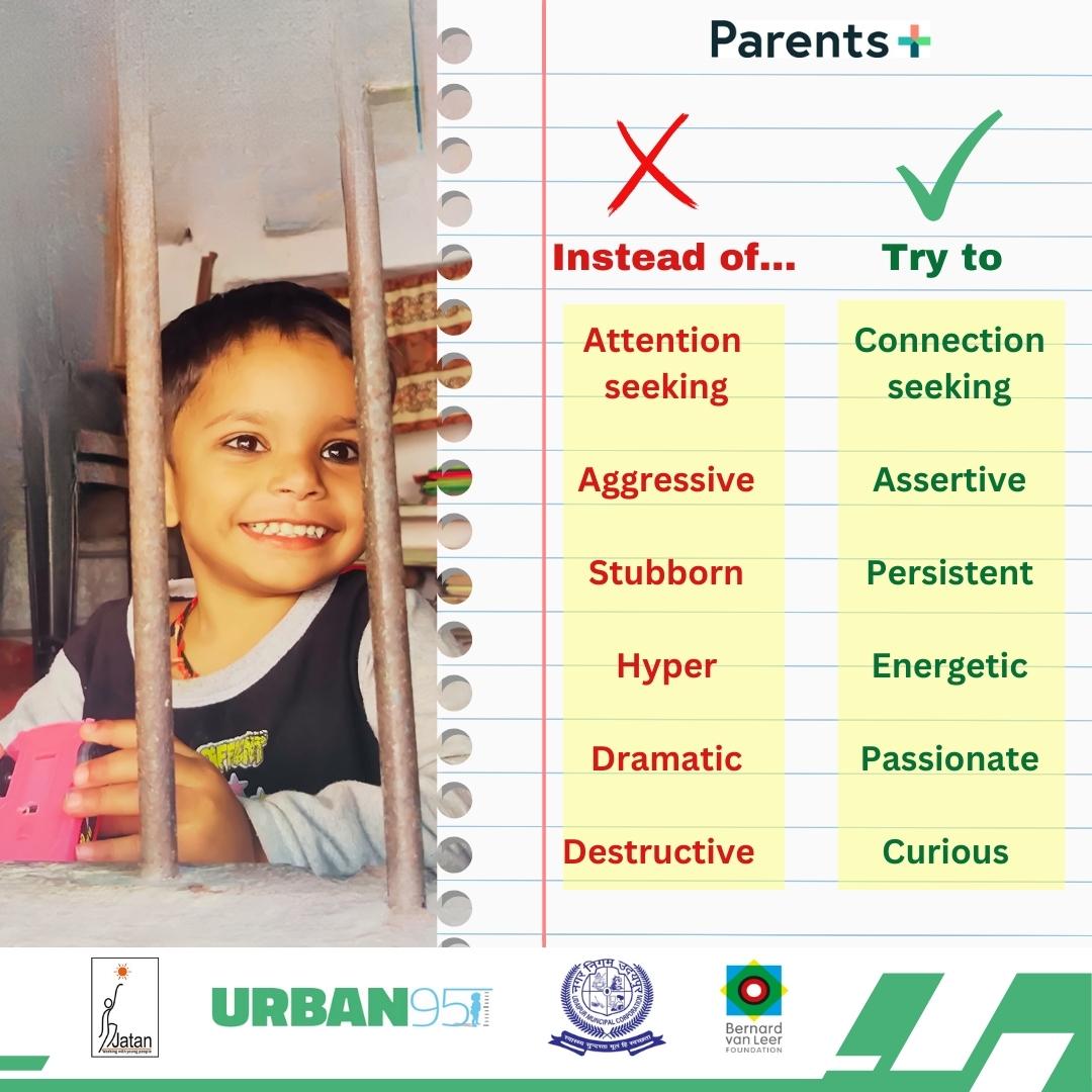 Urban95U's tweet photo. We often hear ourselves say, "My child is rude", or "My child is stubborn", but the problem with this label is that the child is not these things - it's their behavior, and yet labels don't distinguish this difference.
So are you willing to change?
#Responsivecaregiving #parents https://t.co/kTLp84MGoy