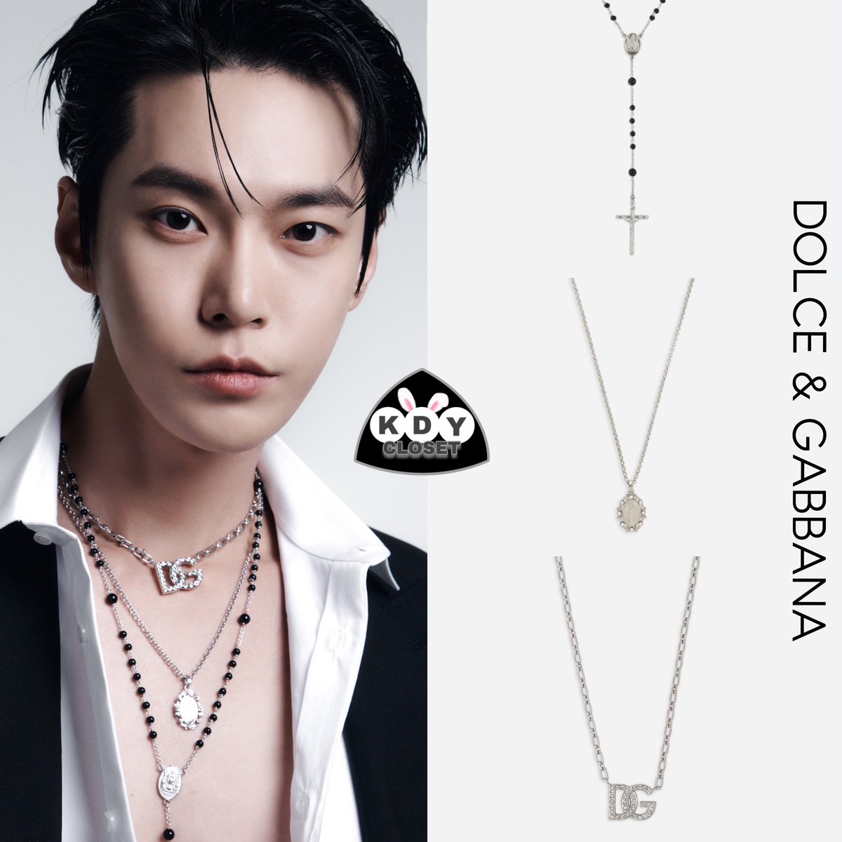 closet_kdy's tweet photo. 230509 #DOYOUNG D&amp;G OUTFIT THREAD

KIM D&amp;G Short Rosary - $395
Pendant Necklace w/ Crystals - $415
Chain Necklace w/ DG Logo - $645

#DGxDOYOUNG #NCT #NCT127 #DOLCEGABBANAxDOYOUNG
#도영 #NCT도영 #DOYOUNG #ドヨン@dolcegabbana https://t.co/JqPRuemgWx