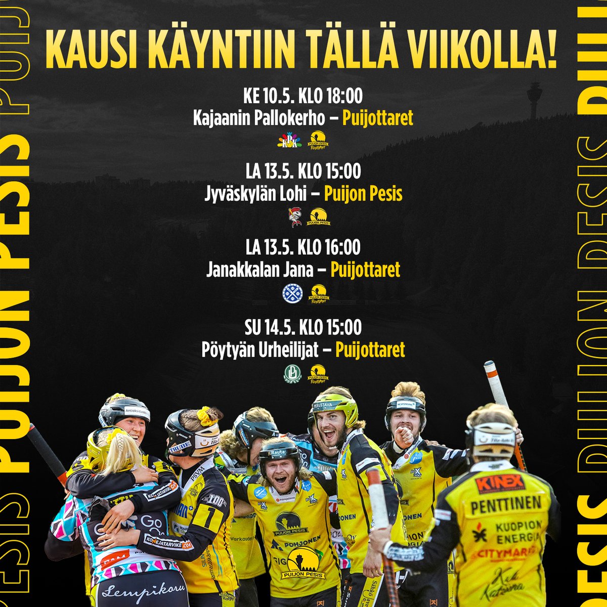 puijonpesis's tweet photo. Pesiskesä 2023 on täällä!🤩

Kausi korkataan vieraissa miesten ja naisten osalta tällä viikolla!

Paluu omalle kotipyhätölle uuden tekonurmen myötä tapahtuu kesäkuun alussa. 🥎

#puijonpesis #ykköspesis #pesis https://t.co/zJURGAqJcc