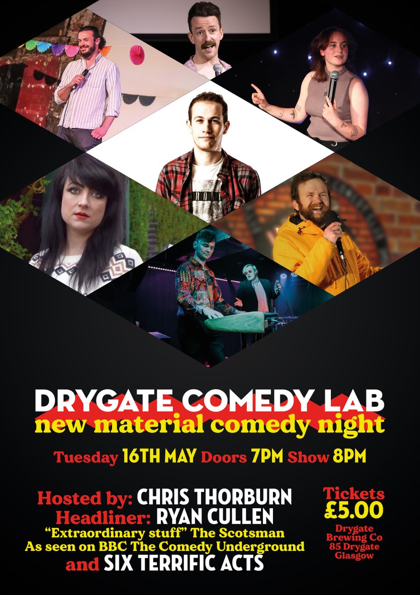drygate's tweet photo. Live comedy is back on the 16th of May!
Chris Thorburn presents
Bee Babylon
Alternative Cracks
Paddy Linton
Iain Pringle
Chelsea Young
Steven Youngson
and headliner Ryan Cullen (as seen on BBC The Comedy Underground)
Book your tickets now: https://t.co/XGVdrTkFoV https://t.co/DCv3FqD700